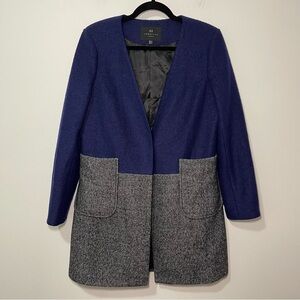 AngelEye London Wool Blend Colorblock fall layering Coat Blue Gray Women’s US8